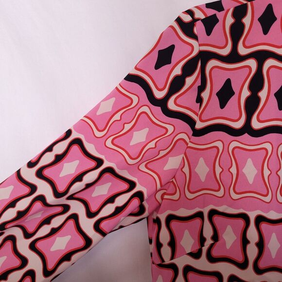 Zara Midi Dress Medium Pink, Black Printed Side Slits Resort - Picture 5 of 12